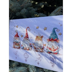 Broderikit Tavla Christmas gnomes - Jultomtar