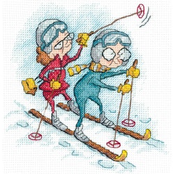 Broderikit Tavla Grandmothers skiers - Skidåkare