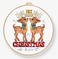 Broderikit Tavla Oh Deer Christmas is here
