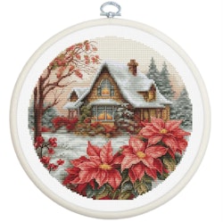 Broderikit Tavla Little house in the forest - Vinter