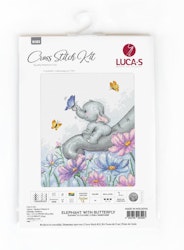 Broderikit Tavla Elephant with Butterfly - Elefant med fjäril