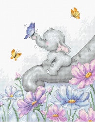 Broderikit Tavla Elephant with Butterfly - Elefant med fjäril