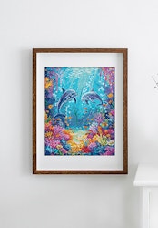 Broderikit Tavla Sea Life - Delfiner