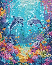 Broderikit Tavla Sea Life - Delfiner