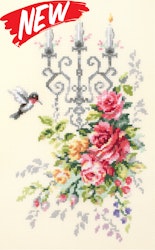 Broderikit Tavla Solemn Etude - Ljus, rosor och kolibri