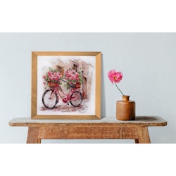 Broderikit Tavla Cykeln i blom