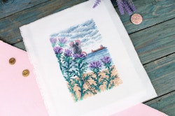 Broderikit Tavla A piece of the sea - Mus som tittar på havet