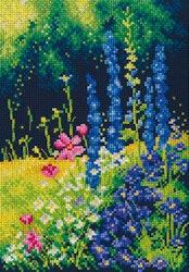 Broderikit Tavla Delphinium and cosmos - Riddarsporre och kosmos