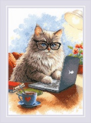 Broderikit Tavla Writer of Meowmoirs - Katt författare