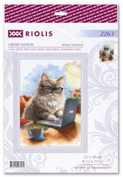 Broderikit Tavla Writer of Meowmoirs - Katt författare
