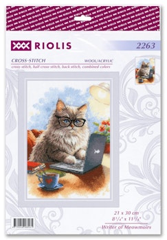Broderikit Tavla Writer of Meowmoirs - Katt författare