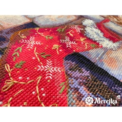 Broderikit Tavla Santa´s Helper - Katt och julstrumpor