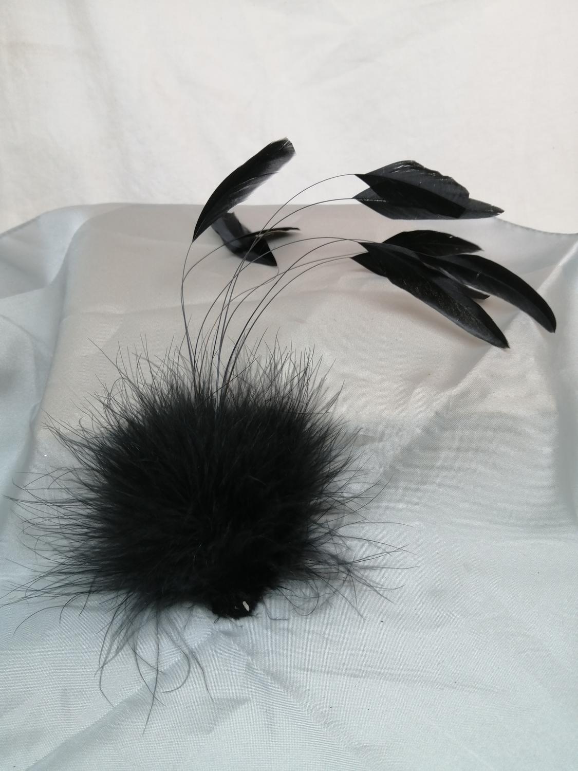 Vintage retro hattdekoration esprit svarta fjädrar med spröt och fjädrar