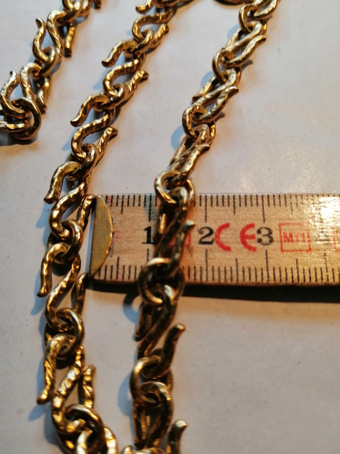 Second hand bijouteri smycke halsband kortare gulfärgade S-krokar N/Y
