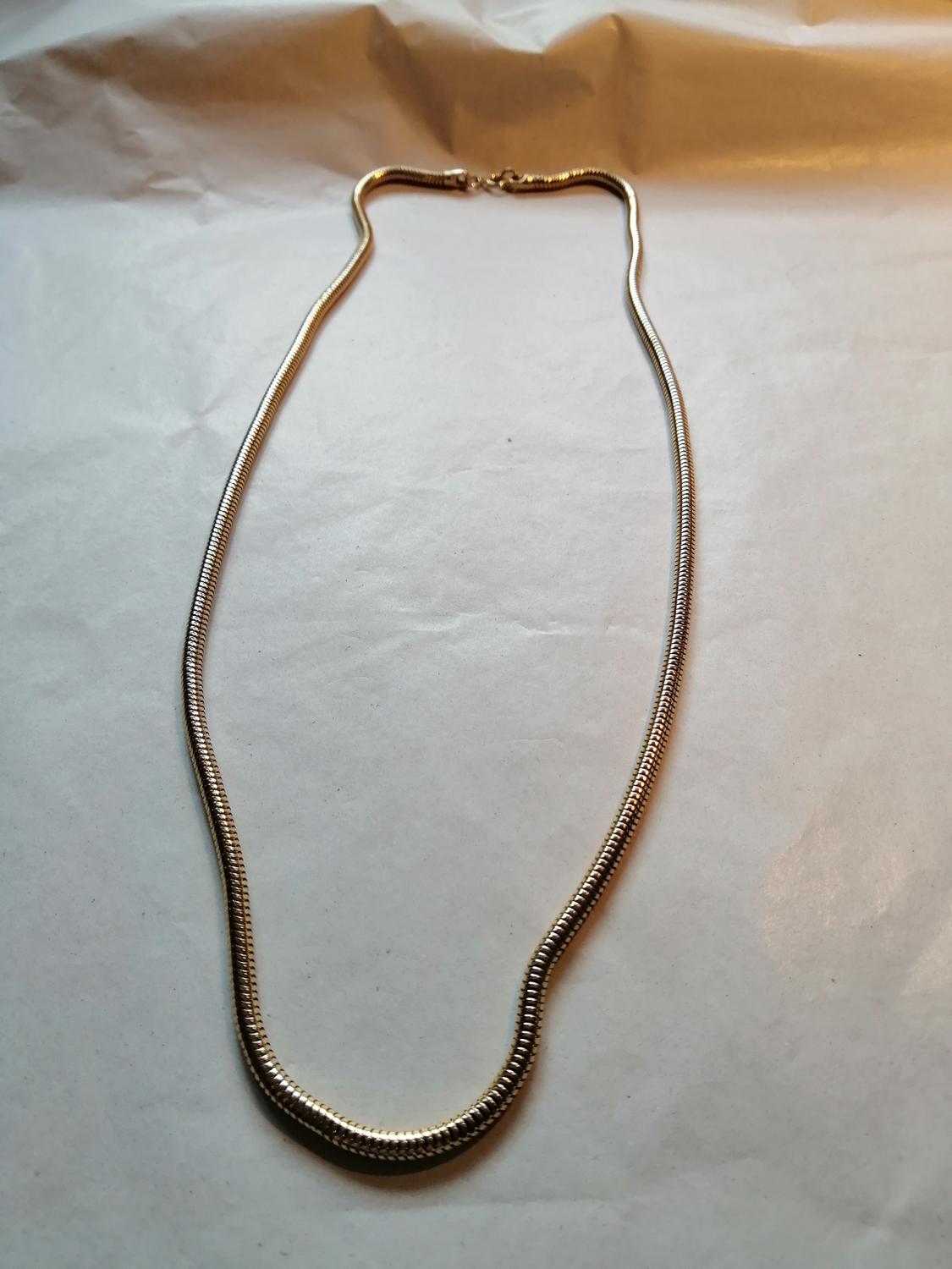 Second hand bijouteri halsband ormlänk guldfärgad