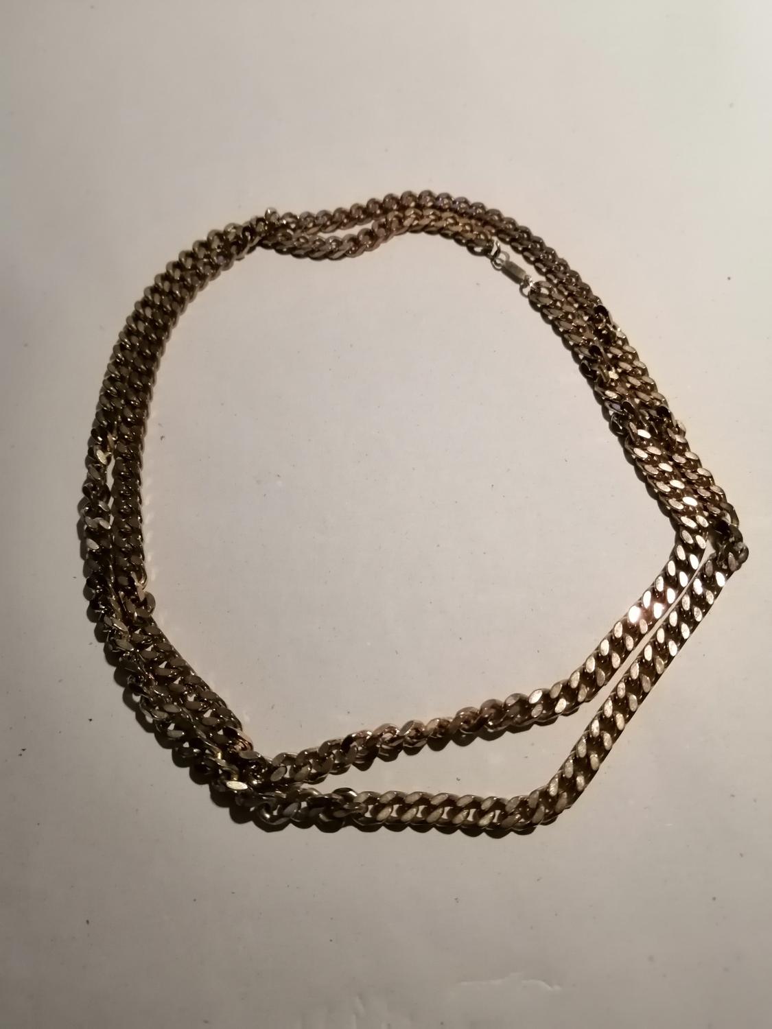 Second hand bijouteri smycke halsband grov lång guldfärgad kedja unisex