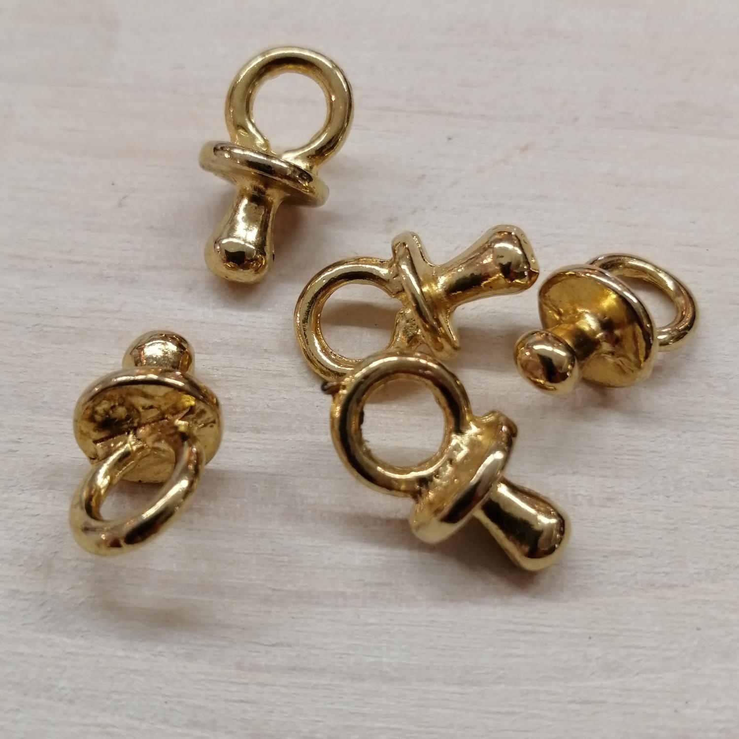 Vintage 8090-tal 5 st guldfärgade små nappar till halsband eller armband
