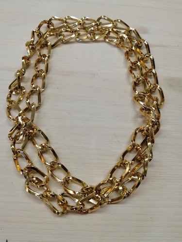 Vintage bijouteri 8090-tal halsband lång guldf länk grova länkar plast unisex