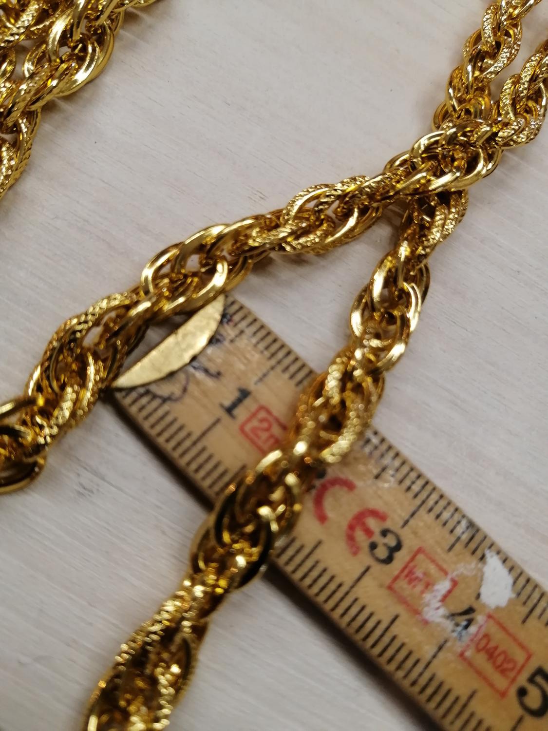 Vintage bijouteri 8090-tal halsband guldf länk snurrad plast unisex