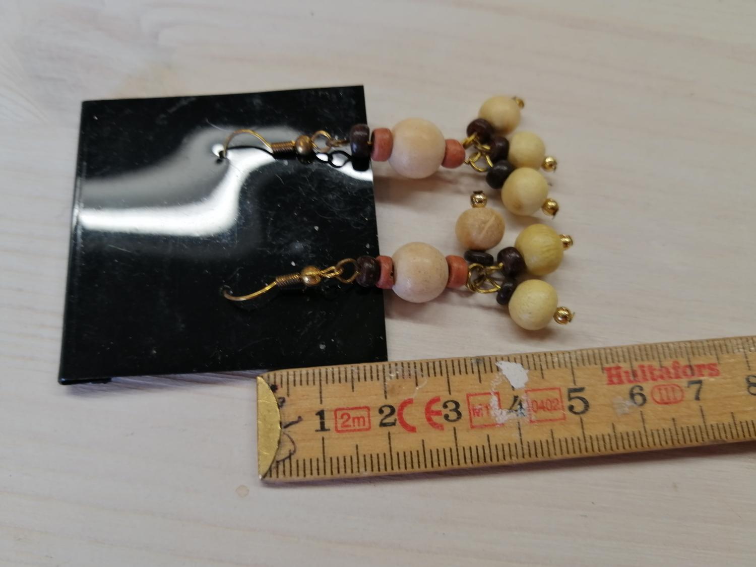 Bijouteri 8090-tal hängande örhänge för hål hängande pärlor gula, beige mm