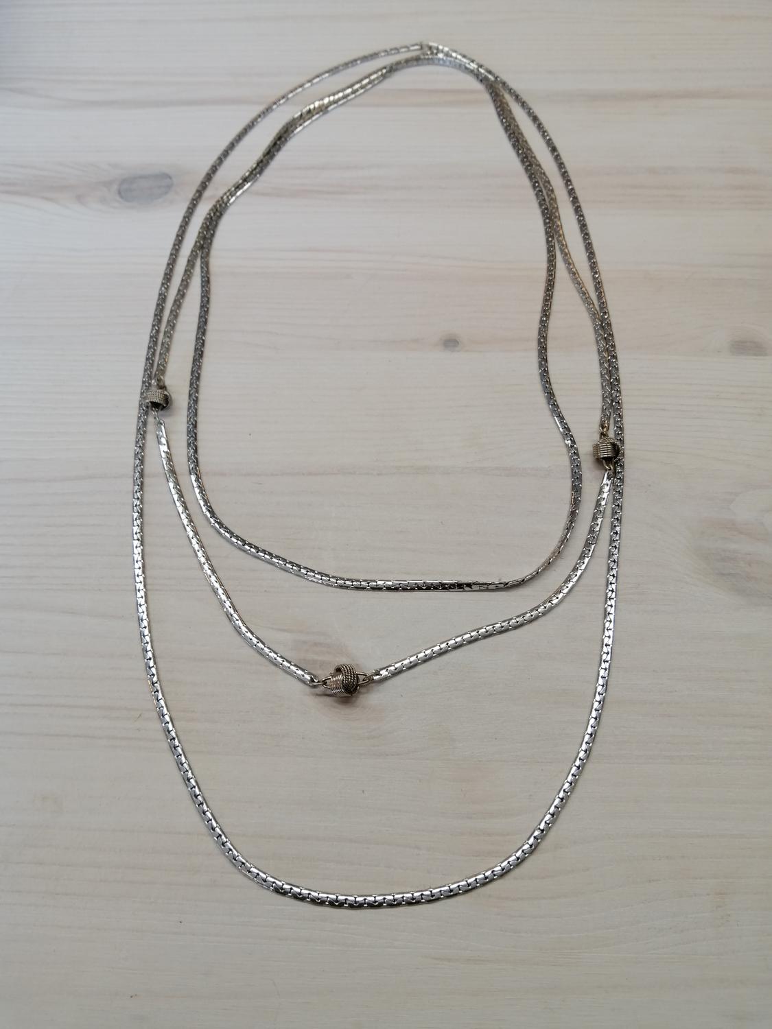 bijouteri halsband 3 st silverf länkar stelare ett med knutar typ