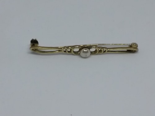 Vintage retro brosch smycke bijouteri smal nål med pärla