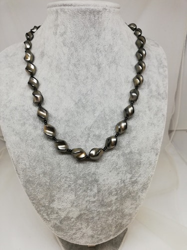 Vintage retro halsband oregelbundna stenar brons-grått-vitt