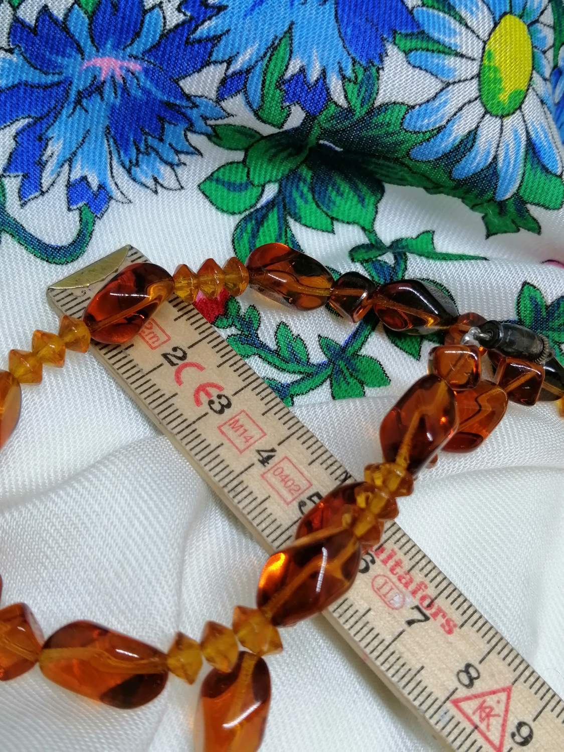 Vintage retro bijouteri smycke halsband bärnstensfärgade brun-orange stenar olia