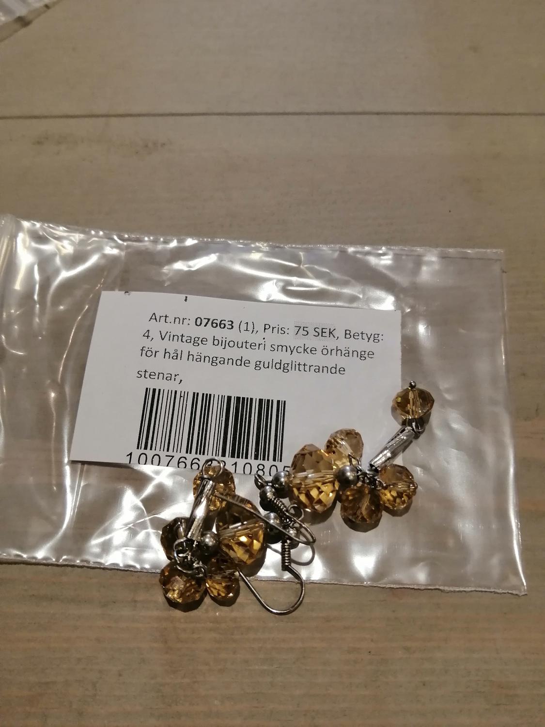 Vintage bijouteri smycke örhänge för hål hängande guldglittrande stenar