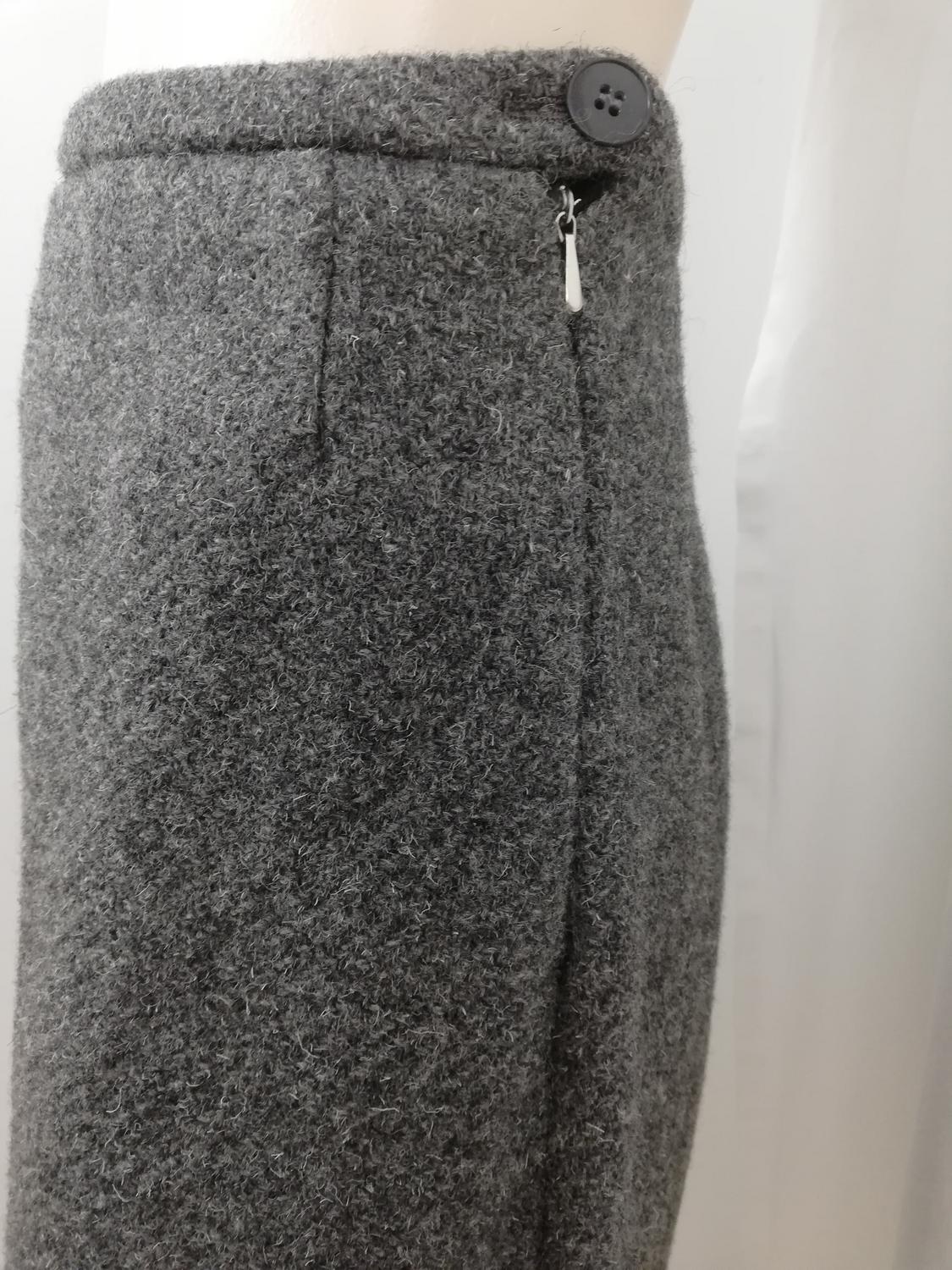 Vintage Retro grå kjol rak tjock ull fodrad 5060-tal