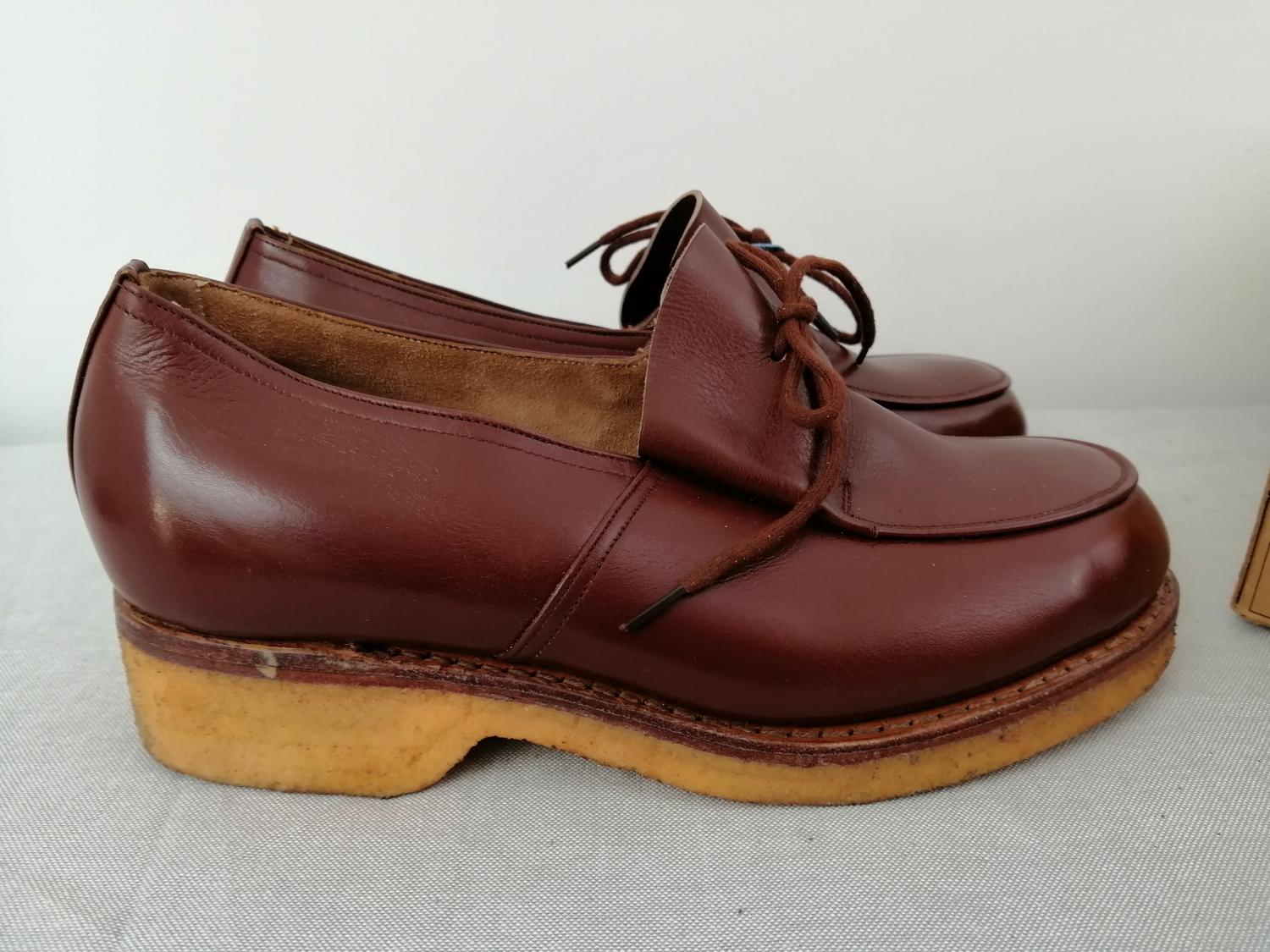 Vintage Gyllene Gripen brun sko plös snörning rejäl sula stl 3 ca 35