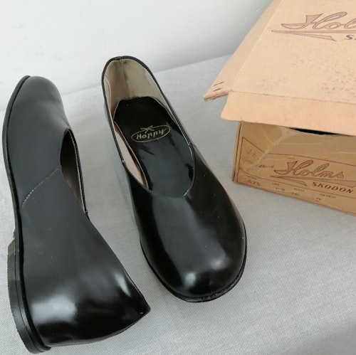 Vintage Holms svart låg sko ballerina stl 3,5A ca 36