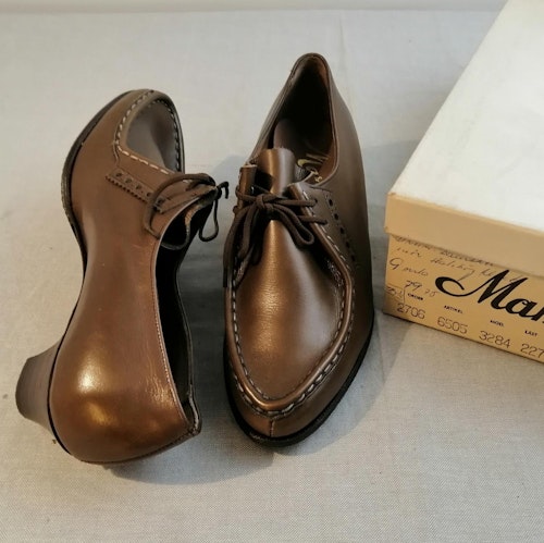 Vintage Maritza brun promenadsko med klack stickningar stl 3,5 ca 36