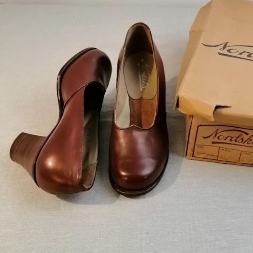 Vintage Nordsko brun hög stadig sko fin fram stl 3 ca 35