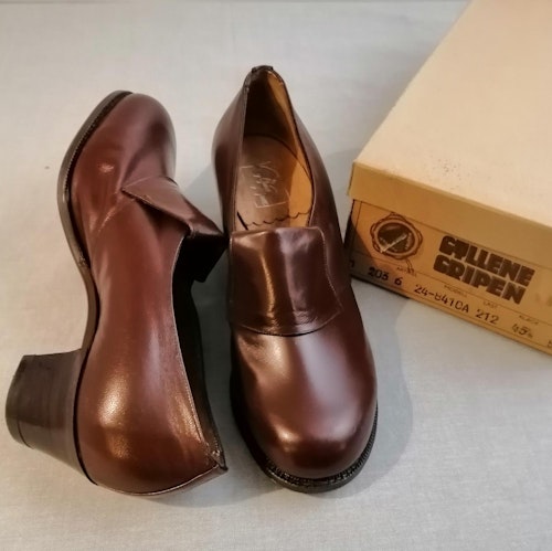Vintage Gyllene Gripen brun stadig sko med bred plös stl 4 ca 37