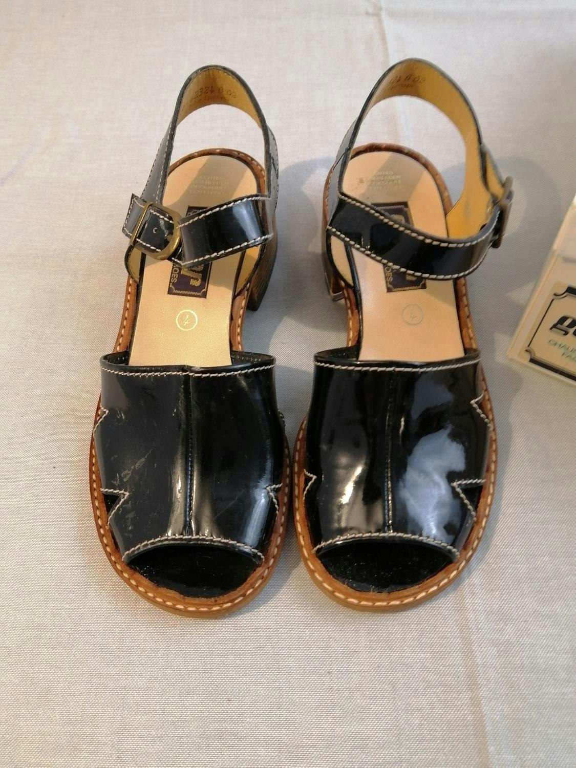 Vintage Gabor svart sandal lack brun sula öppen tå stl 4,5 ca 37 - Vintage  Corner Österlen