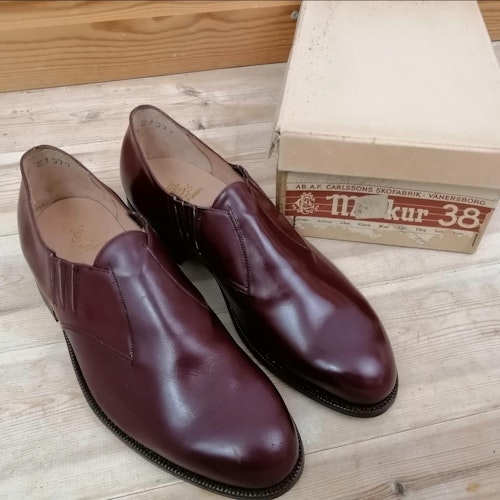 Vintage Merkur vinröd halv-boots unisex stl 38