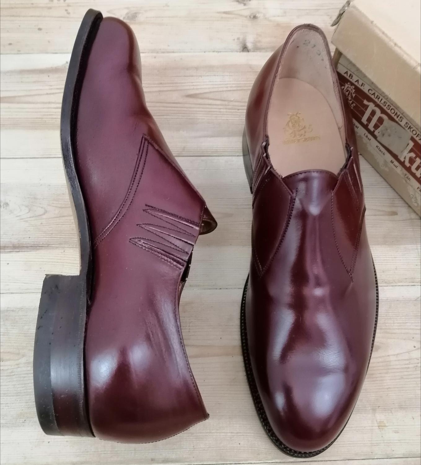 Vintage Merkur vinröd halv-boots unisex stl 35A