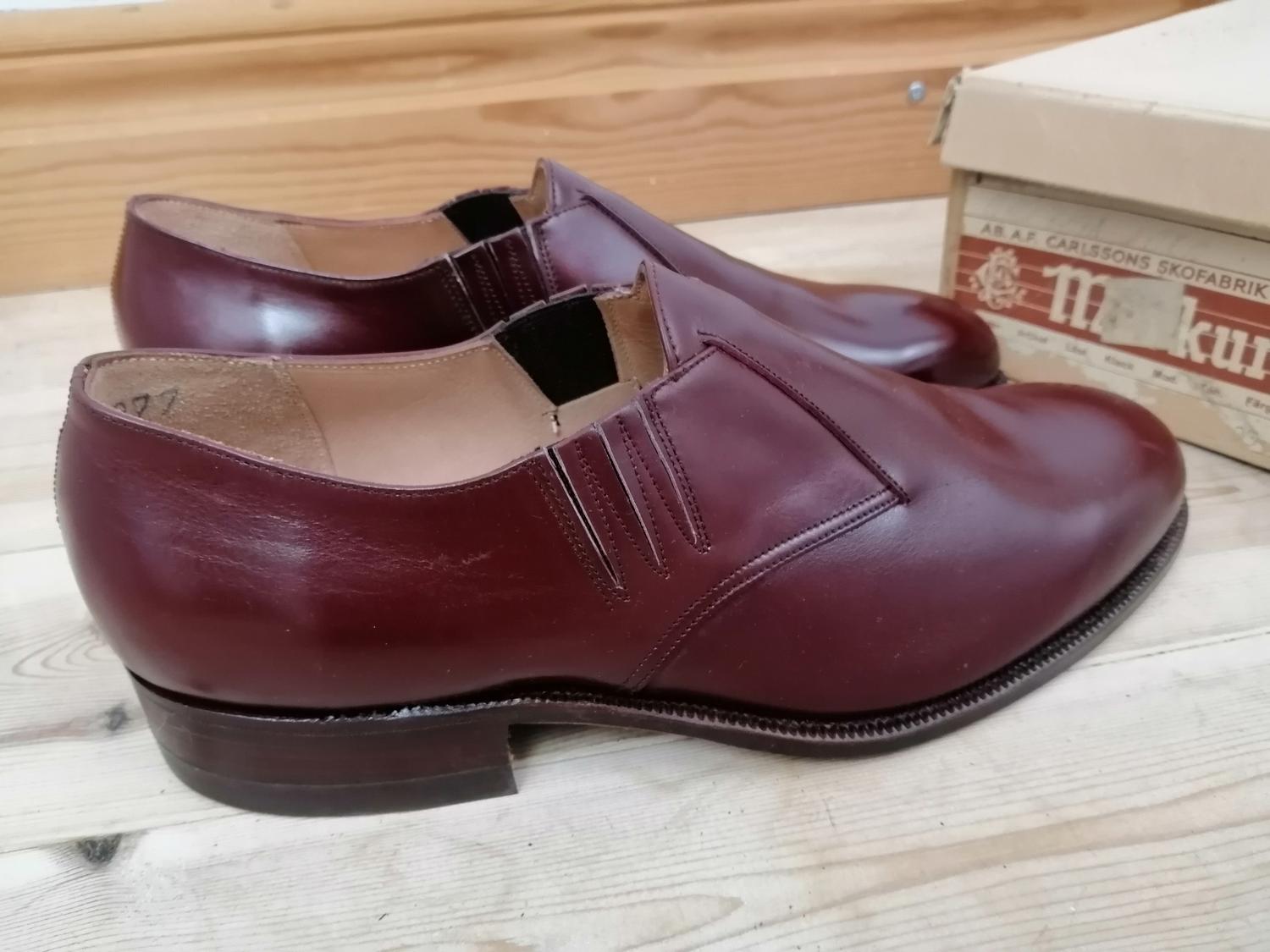 Vintage Merkur vinröd halv-boots unisex stl 35A
