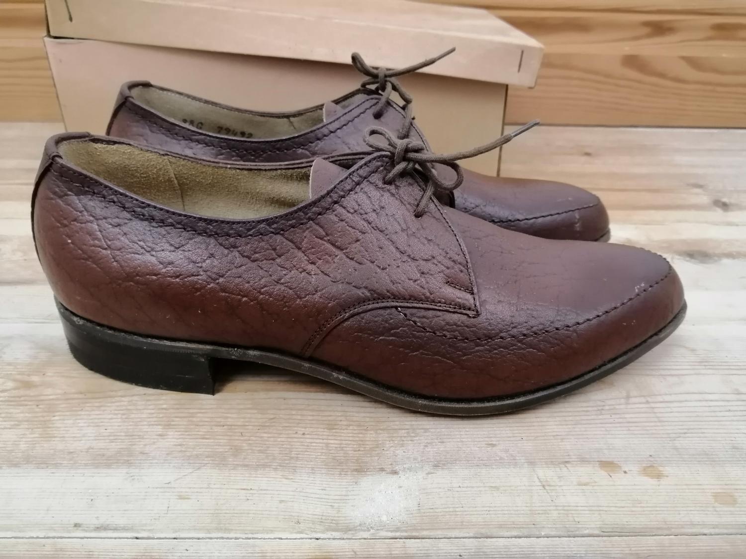 Vintage Merkur brun sko med mönster snörning unisex stl 38
