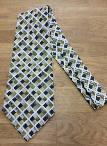 Vintage retro 70-tal bredare slips senap svart vit rutig