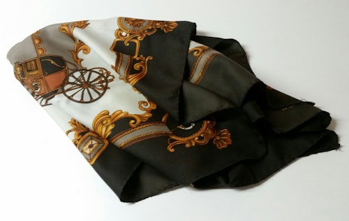 Retro vintage scarf scarves sjal bruna nyanser med hästmotiv