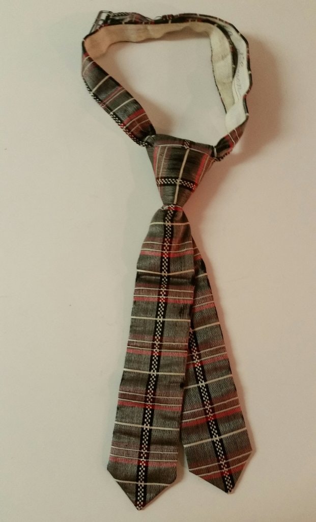 Vintage äldre slips kortare färdigknuten rosa-grå - Vintage Corner Österlen