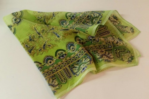 Retro vintage scarf scarves sjal tunnare grön med mönster 60-tal 70-tal