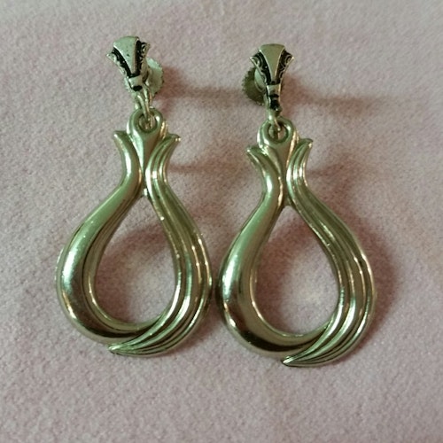 Retro smycke bijouteri örhänge clips skruvfäste hängande silverfärgad ögla