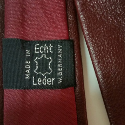 Vintage retro smalare slips smal läder läderslips vinröd 50-tal 60-tal