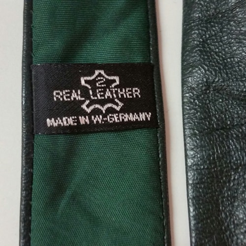 Vintage retro smalare slips smal läder läderslips grön 50-tal