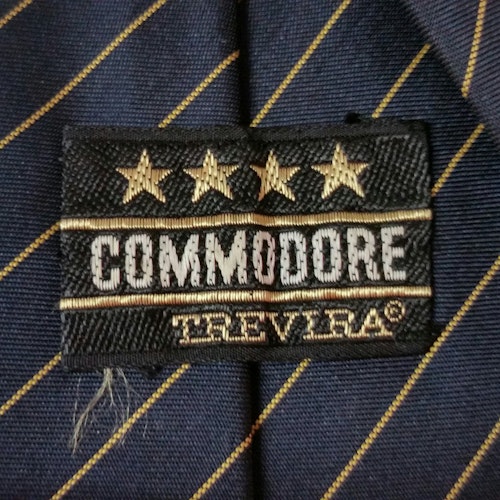 Vintage retro smalare slips blå med guldränder Commodore 60-tal