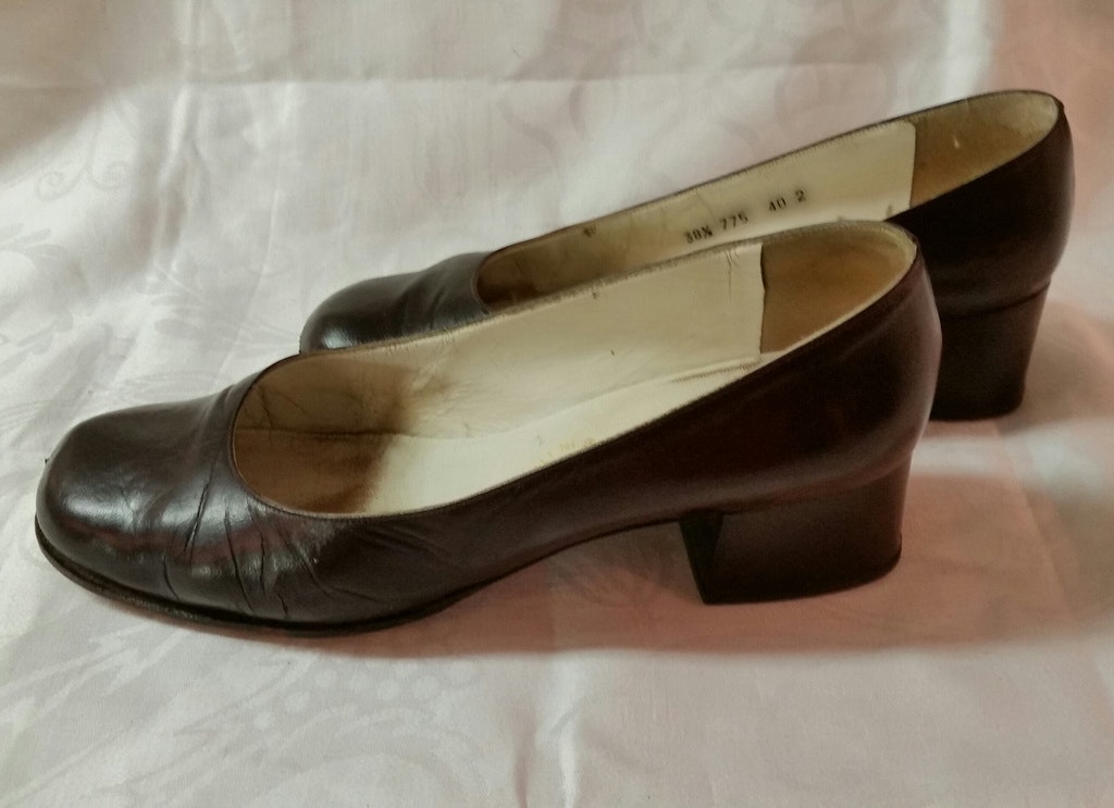 Retro damskor skor bruna läder 70-tal, stl 38,5 ca - Vintage Corner Österlen