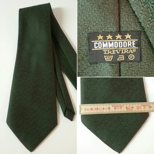Vintage retro extra bred slips mörkgrön Commodore 70-tal